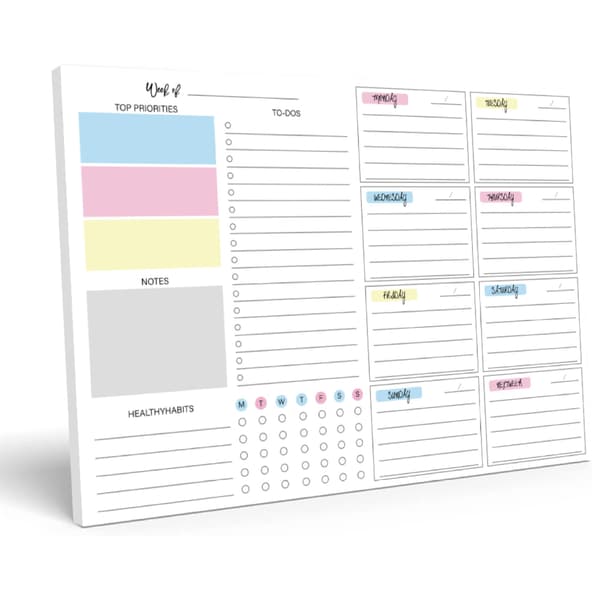 (2-pack) Weekly Planner Notebook, 52 Pages, Includes Weekly Planning Pages, To-Do Lists, and a Tear-Off Page for Storage. B B