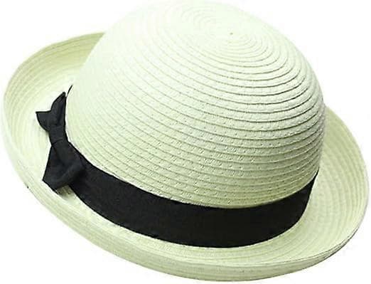 Stråhatte, 1. Strå Sommer Solhat Sommermode Kvinder Bowler Hat Strand Solhat til Kvinder Sommerstrand (Himmelblå)
