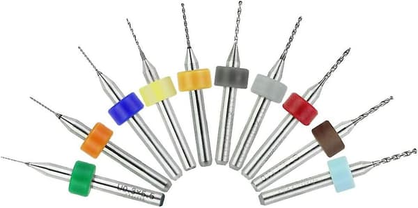 Sæt med 10 mikrokarbid-PCB-bor fra 0,3 mm til 1,2 mm diameter, 1/8\" skaft, miniforstærkningsbit præcisionsværktøj i æske