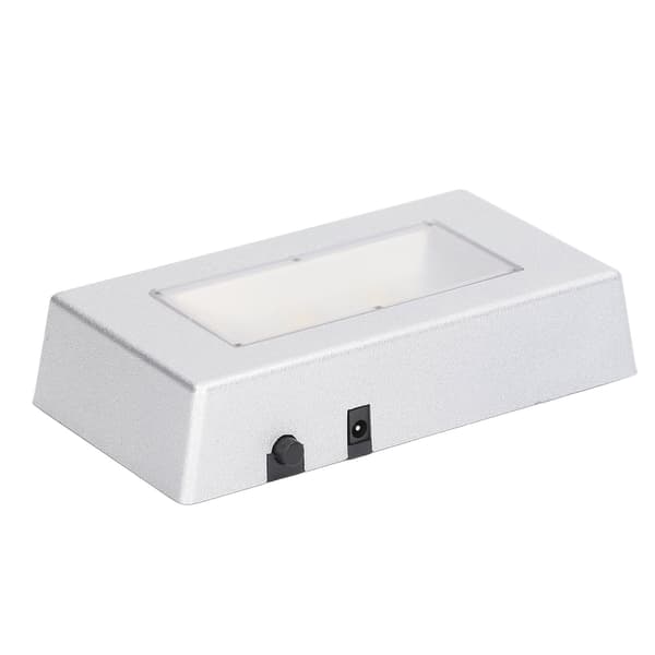 LED-skjermbase med flere moduser, sølv rektangulær LED-lysdisplaybase med USB-kabel for smykker og krystaller