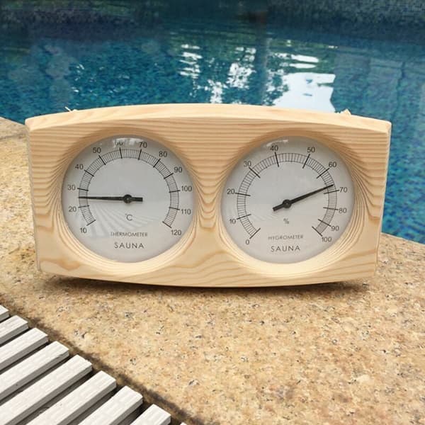 Wooden Sauna Thermometer Hygrometer - Compatible with Sauna Accessories, Humidity and Temperature Meter