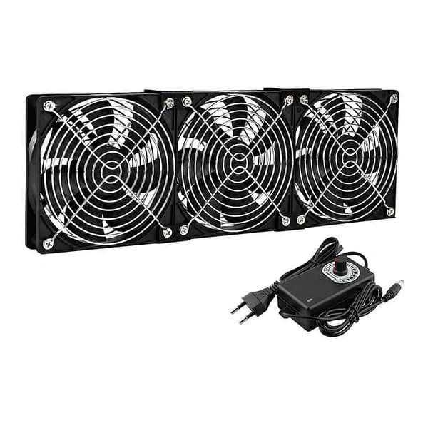 3x120 mm datavifte med AC 100V-240V hastighetsregulator EU-plugg
