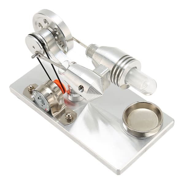 Stirling Engine Model Low Temperature Stainless Steel Base Plate Zinc Alloy Glass Educational Stirling Engine Model