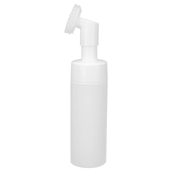 White Facial Cleanser Foaming Bottle Silicone Brush Refillable Empty Mousse Foaming Bottle 150ml