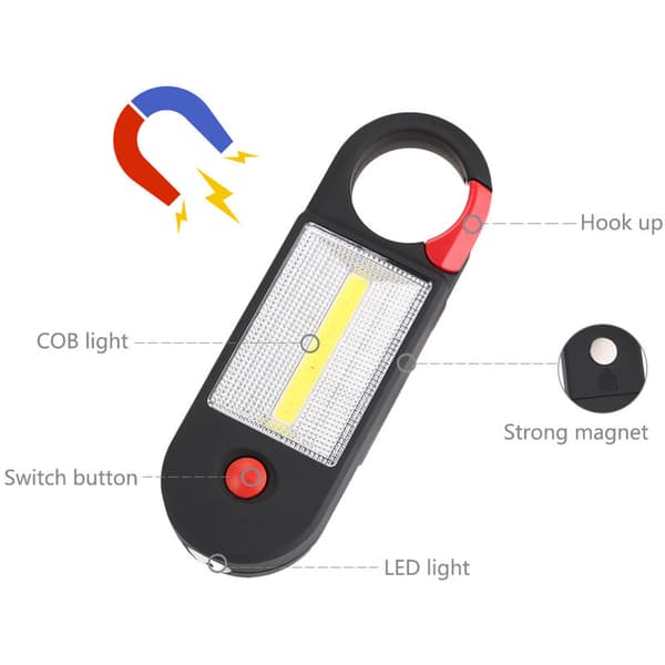 Mini bærbar COB LED lanterne lampe nødbelysning vandtæt hængekrog til camping 2 tilstande, sort gul