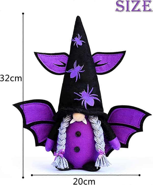 2025 2 pcs Halloween Gnome Fall Decorations, Handmade Faceless Plush Halloween Witch Gnomes with Spider Bat Ornaments