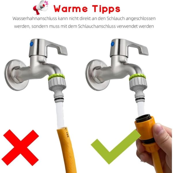 2-in-1 Hanaliitin - 4 kpl, 1/2 \" ja 3/4 \" Puutarhanhanaliitin, Letkuliitinsarja puutarhan kasteluun