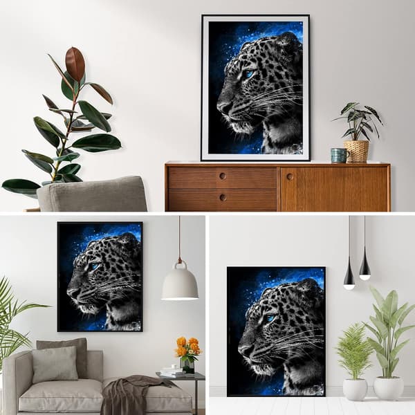 5D diamantmaling-DIY-30x40cm-Mørkeblåøjet tiger