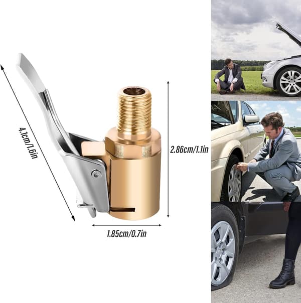 2-pak luftchuck med clip-adapter, til dækpumpe, tung