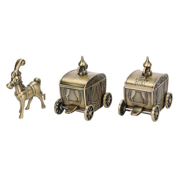 Tooth Collection Box Wagon Shaped Metal Hair Storage Case Exquisite Craft Gift Ornament