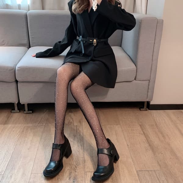 #3 par damstrumpbyxor med glittrande strassnät Rave Fishnets Ou#