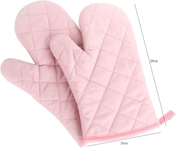 2 st Köksvantar i Polyester-Bomull, Värmebeständiga Ugnsvantar för Mikrovågsugn Grill - Rosa -