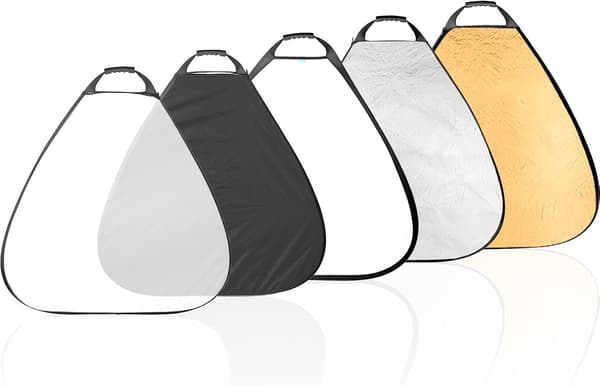 5-i-1 Reflektor med handtag och bärväska - Vit, Svart, Guld, Silver
