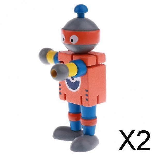 2X Trä Valnöts Docka Robotar Figur Dockmodell Barn Leksak Orange Ålder 3+ (FMY)
