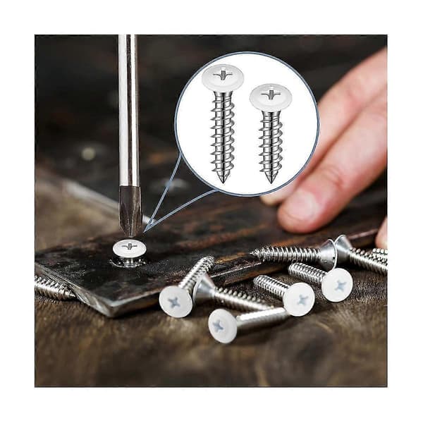 White Wood Screws White Sheet Metal Screw Thread Flat Head Quick Self-Tapping White Panel Cabinet Screws