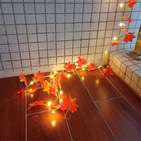 LED solcellelygter, Halloween ahornblad-lygter, simuleringsblad-lygter, havepynt til fest