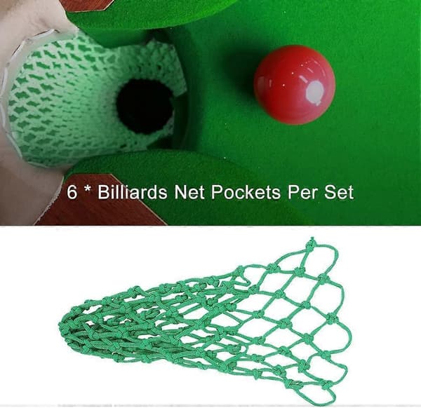 6 st biljardnätfickor, snooker biljardbord nylonväskor, biljardbytesnätfickor