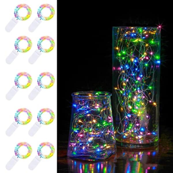 10-pack 1m Mini LED String Lights Battery Operated Multicolored