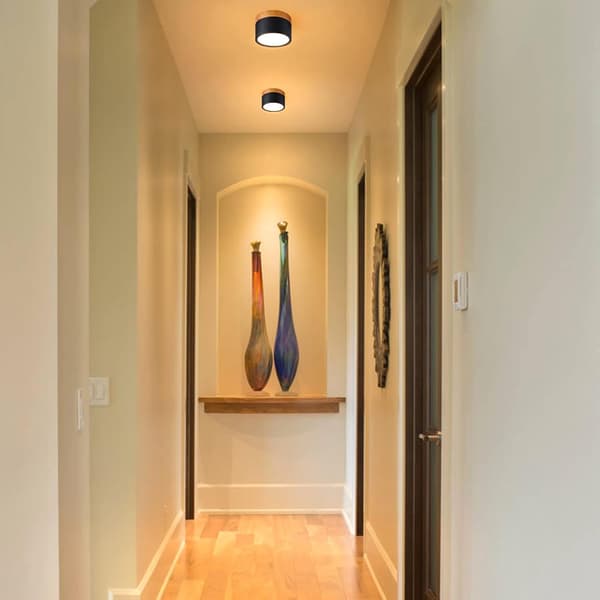 Rund overflade loftspot LED Sort Varm Hvid Aluminium Loft
