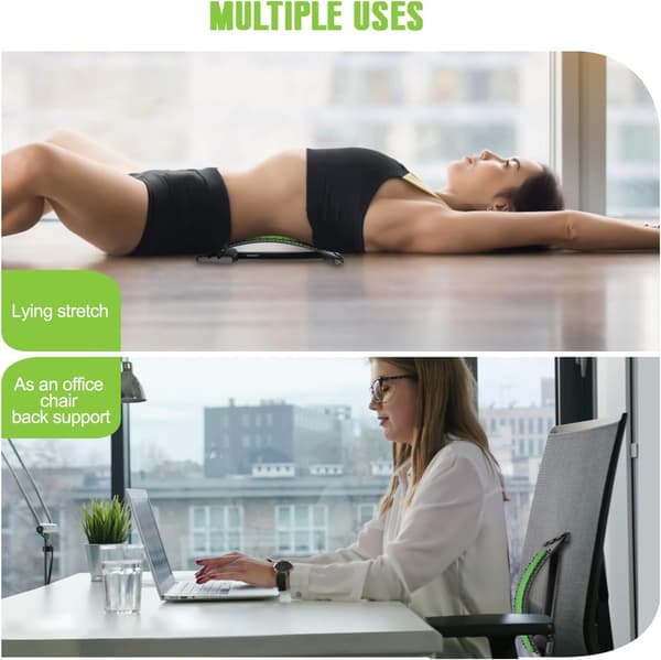 Back Massager with Stretching (Green), Relieves Lower Back and Upper Back Pain
