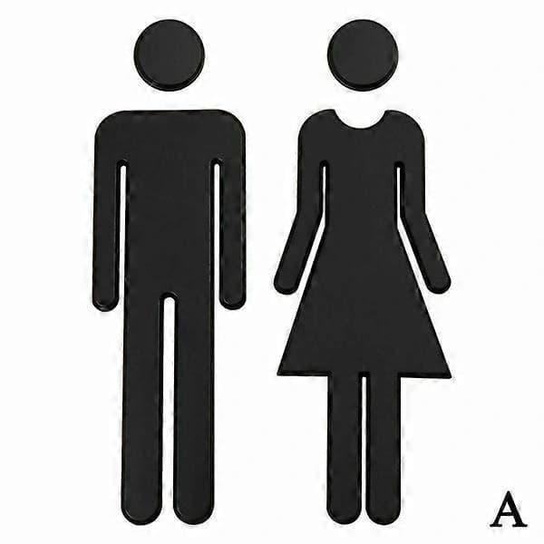 Badeværelse Toilet Dame & Herre 3D Toiletskilt WC-mærkat Dør D guld One-size