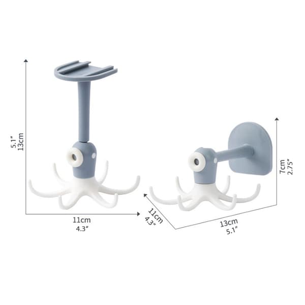 Kitchen 360° Rotating Hooks, Punch-Free Six-Hook Storage Rack for Kitchen Accessories, Cabinets, Bathroom Organizer