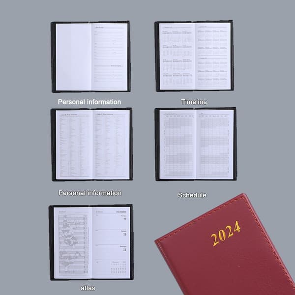 Planlægger 2024 (7'' x 3.9''), Månedlig Ugentlig Tidsarrangør Rød KLB