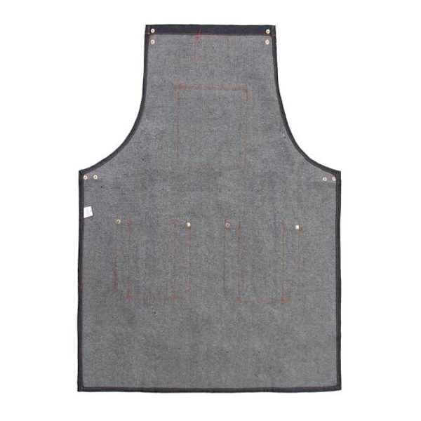 Denim Kitchen Apron with Adjustable Leather Straps - Chef - Sommelier - Bakery - Hotel