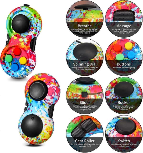 2 stk Fidget Controller Pad, Bærbar Stressreduserende Spillpute Hånd Fidget Pad for å Slippe Stress og Angst