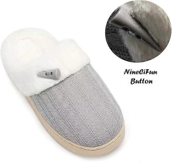 Bekväma tofflor med memory foam, fluffiga sovrumstofflor, halkfria innetofflor för hemmet