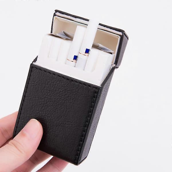 1 pc PU Leather Cigarette Case Premium Business Cigarette Box Portable Cigarette Holder For Men black