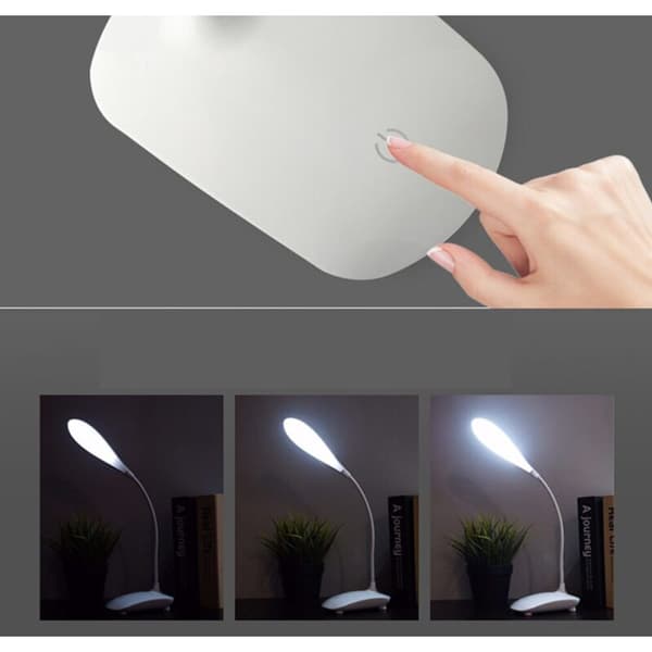Skrivebordslampe, LED, USB, 6000k, hvid