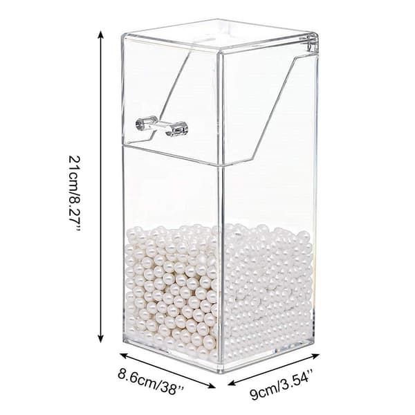 Makeupbørsteholder Organizer med låg og perle, Klar firkantet