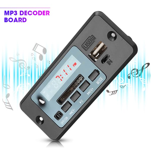 5V MP3 Audio-dekodermodul USB FM-radio MP3-dekoderkort Musikkspiller med effektforsterker Svart