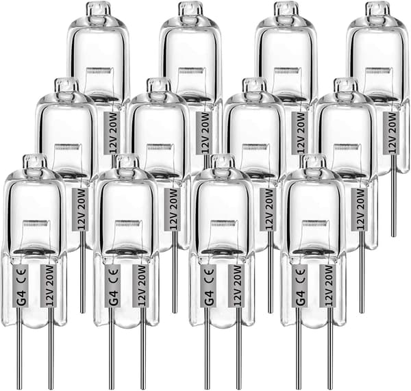 G4 halogenpærer 10W 12V - Varm hvid - 12 stk