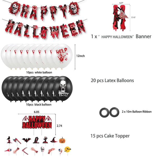 39 delar läskiga Halloween-festdekorationer inklusive Hallowe