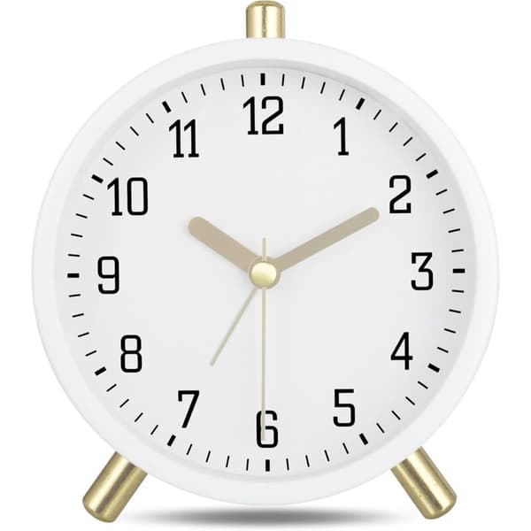 Milk White Tyst Väckarklocka med Ljus, Enkel Modern Dekorativ Bordsklocka, Sovrum Sängbord 11cm