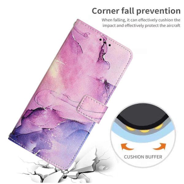 Compatible with iPhone 17 Pro Max Kickstand Case Marble Pattern PU Leather Wallet Case Purple Purple Purple Purple Purple