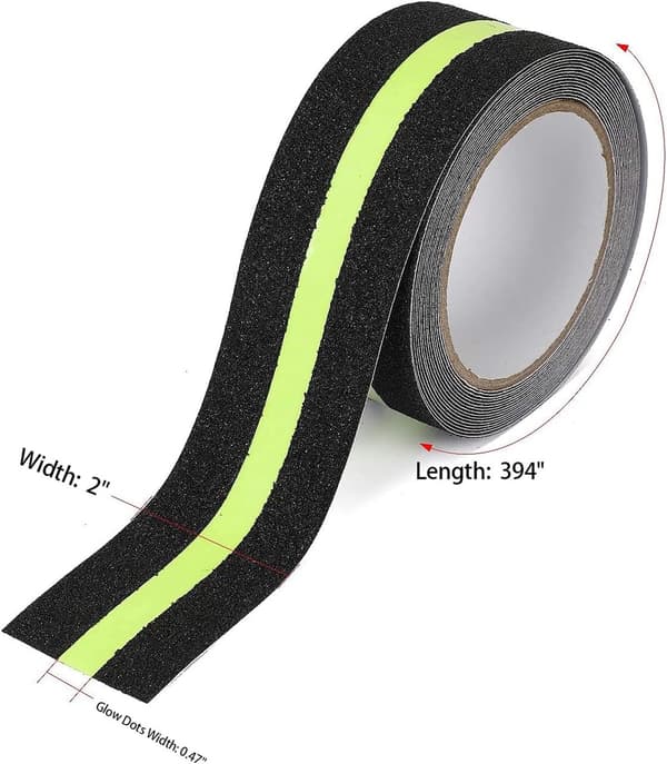 1 rulle halkfri tejp - Självlysande grepptejp, 5m x 10cm - för trappor, stegar, golv