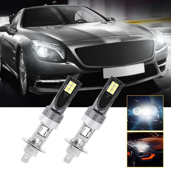 2 pcs H1 LED Headlight Bulbs Conversion Kit Low Beam High Beam 100W 6500K Super White