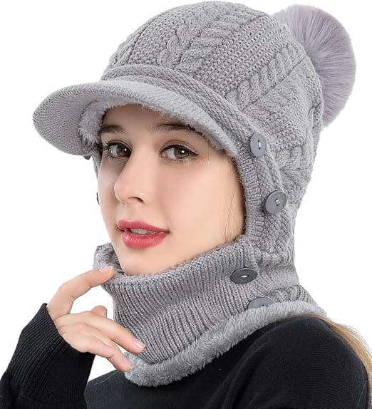 Dame One-Piece Løs Fleece Hue Tørklæde Maske Varm Vinter