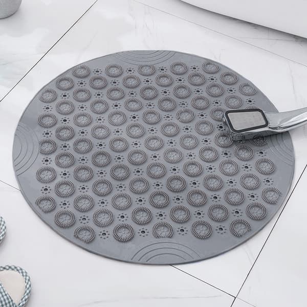 (Grå, 30 x 30 cm) PVC Rund Massagebadmatta Halkfri Duschmatta
