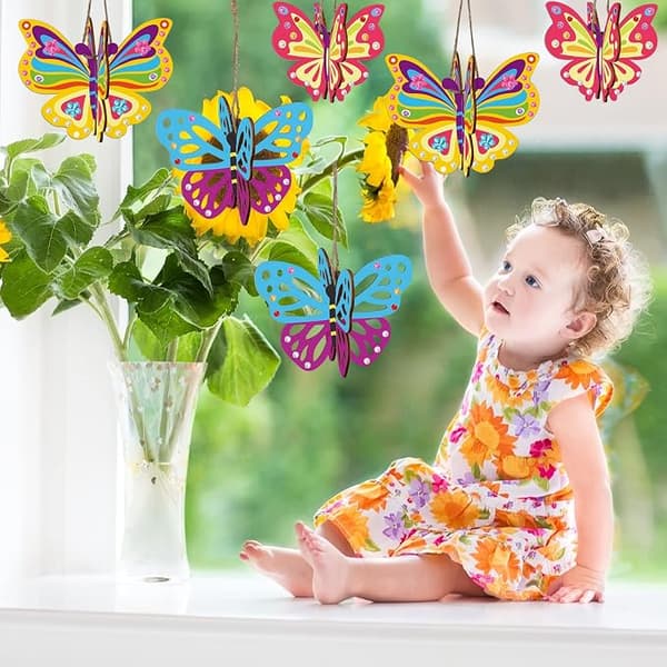 10 Tre-3D Sommerfugler DIY-sett - Kreative Hobbyer for Barn