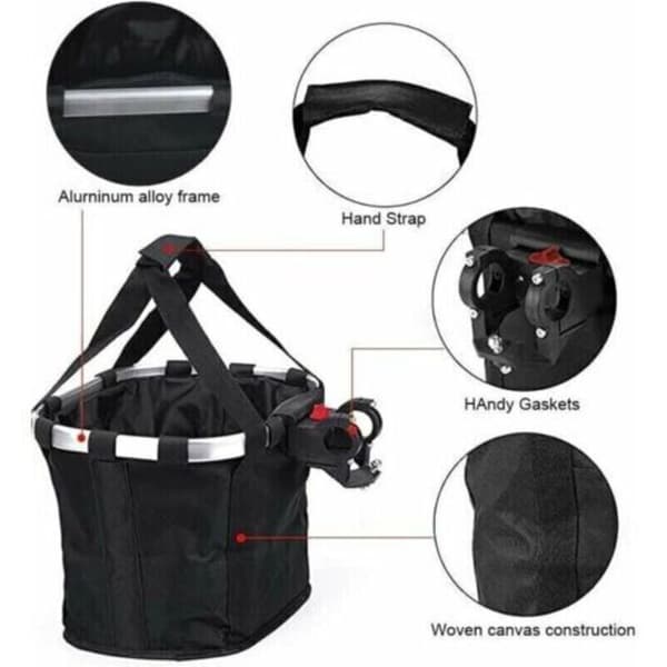 The bike basket is detachable, foldable, adjustable, quick-release, and easy to install