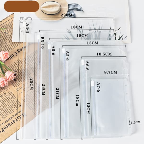 A5 Removable Inserts for Ring Binder - 10 Pack PP 6-Hole Two-Pocket Frosted Transparent Pockets Waterproof