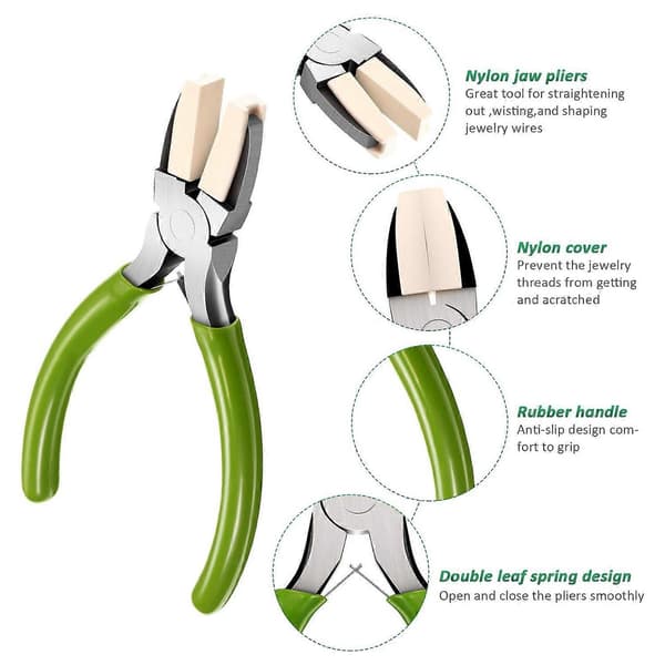 2-pack Flat Nose Pliers with Double Nylon Jaws, Carbon Steel, DIY Tool