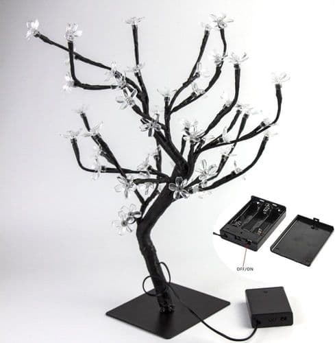 Kirsebærblomst Bonsai Trelys, 45 cm LED Lampe Tre Juledekorasjon, 48