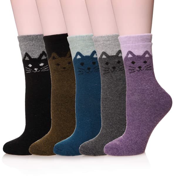 Women's Wool Socks for Winter, Soft Warm Comfortable Thick Crew Socks, 5 Pairs