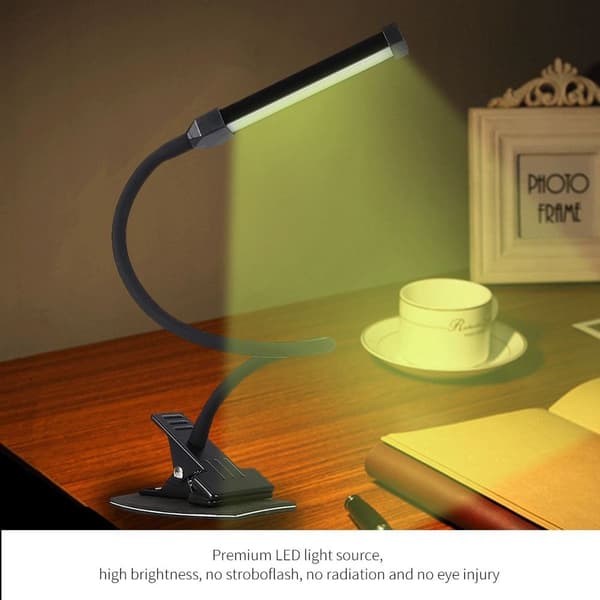 Moderne svart USB LED-skrivebordslampe med klemme KLB