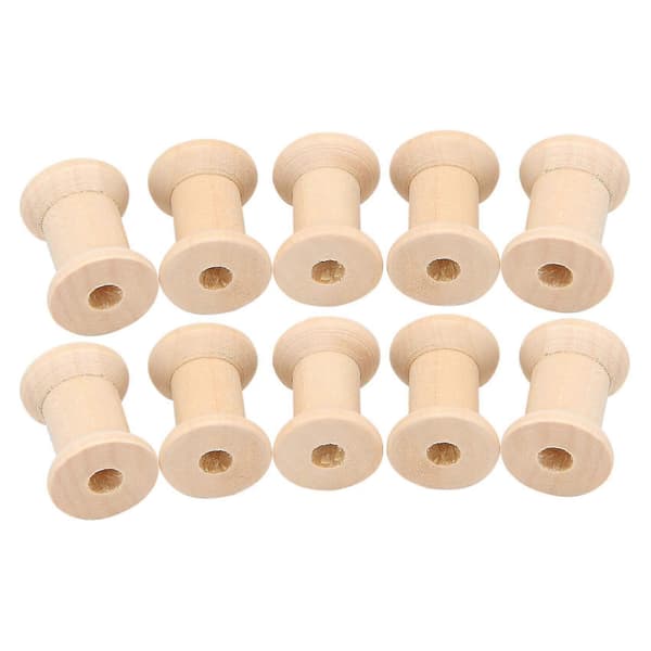 10 stk Træ Tomme Trådruller Naturfarve 29mm X23mm